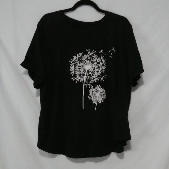 SEASTY - Curve | 2XL | Black T-Shirt With Dandelion Print - Picture 2 of 13
